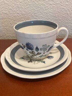 🌿 Vintage English Blue Floral Tea Set